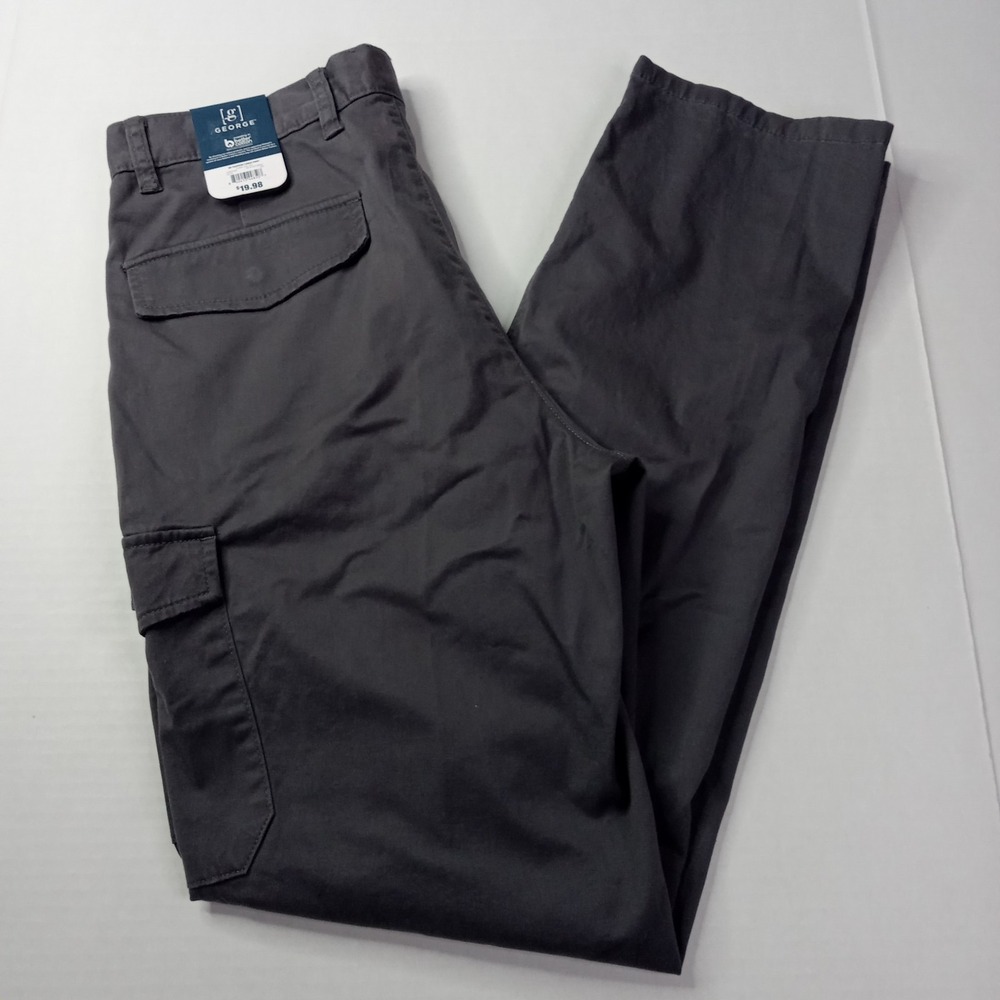 George Men's Fashion Cargo Pants Size 30x32 Gray Cotton Blend